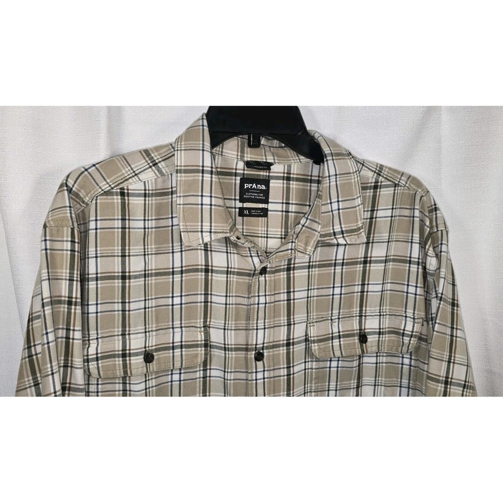 PrAna Flannel Shirt Plaid Brown Mens‎ X-Large